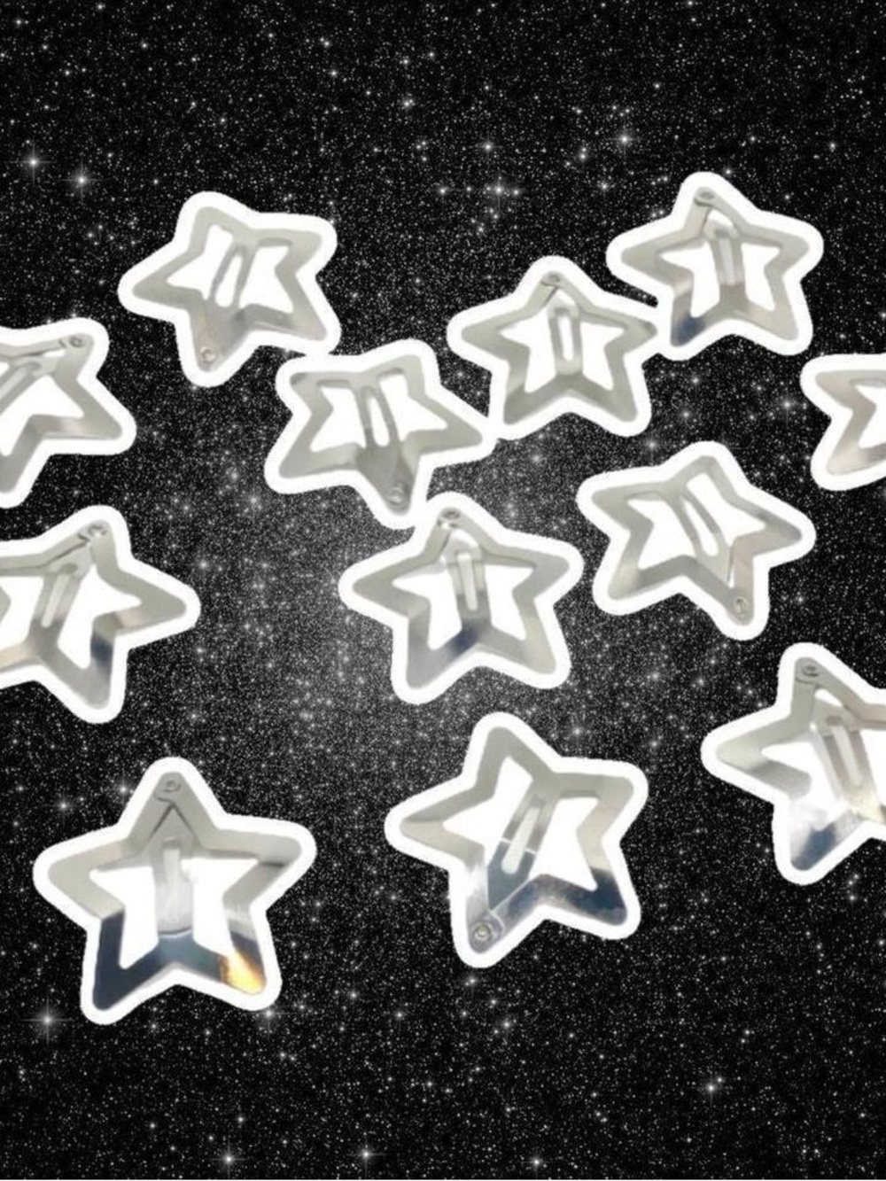 12 Silver Star Hair Clips